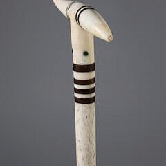 Whaleman Made T-Grip and Inlaid Cane, 19th Century