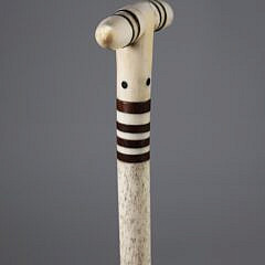Whaleman Made T-Grip and Inlaid Cane, 19th Century