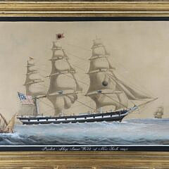 American Watercolor Portrait of the Packet Ship "Isaac Webb" of New York, 1847