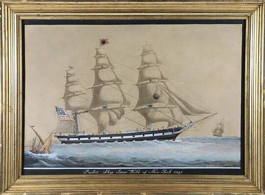American Watercolor Portrait of the Packet Ship "Isaac Webb" of New York, 1847
