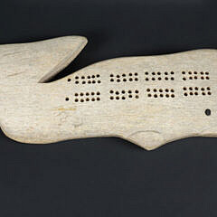 Carved Half Body Whale Bone Shaped Cribbage Board