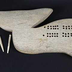 Carved Half Body Whale Bone Shaped Cribbage Board