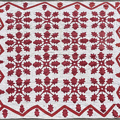 Antique American Red and White "Leaf" Motif Patchwork Quilt, 19th century