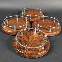 Four Oak and Silver Plate Gallery Yacht Coasters, 20th century