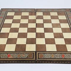 Mosaic Bone and Multi-Wood Inlaid Double Sided Folding Gameboard