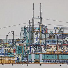 Ray Woodward Submarine Lithograph, Copyright 1920