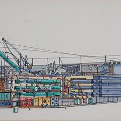Ray Woodward Submarine Lithograph, Copyright 1920