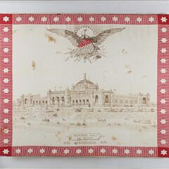 43208 Philadelphia 1876 Handkerchif in Frame A 9508_2 JPG