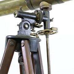 Vintage Brass, Cast Iron and Wood Floor Standing Telescope, 19th Century