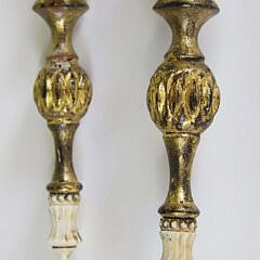 Pair of English Hand Held and Hand Painted Papier Mache Face Fire Screens, 19th Century