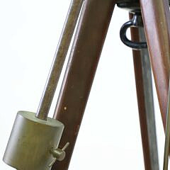 Vintage Brass, Cast Iron and Wood Floor Standing Telescope, 19th Century
