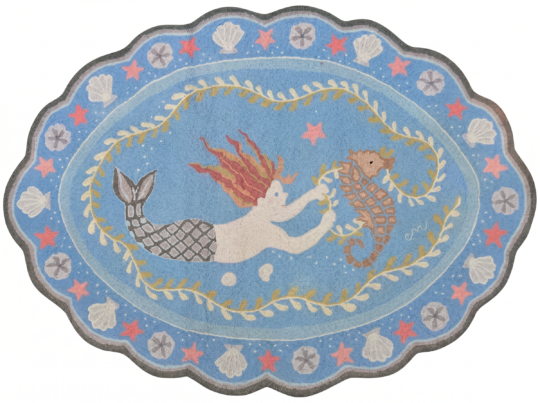 Claire Murray Oval Hooked Rug "Mermaid"