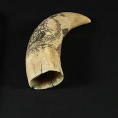 Whaleman Made Scrimshaw Antique Whale Tooth 19th Century