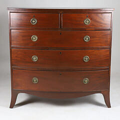 American Mahogany Bow Front Chest of Drawers, circa 1800
