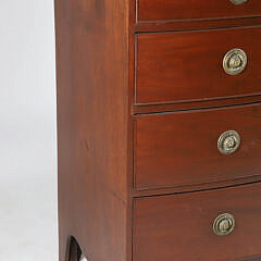 American Mahogany Bow Front Chest of Drawers, circa 1800