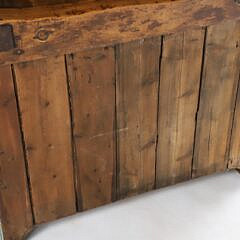19th Century Butcher’s Block on Greenish Blue Painted Pine One Door Base