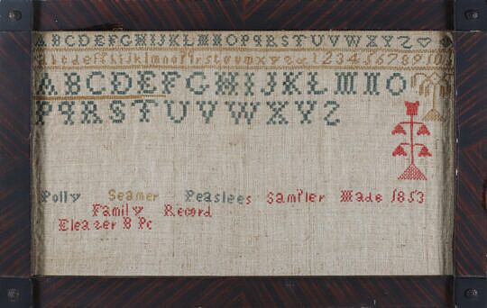 American Sampler, Worked by Polly Seamer Peaslee, 1853