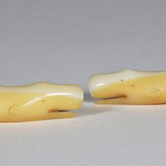 Pair of Charlie Sayle Sr. Carved Antique Whale Earrings