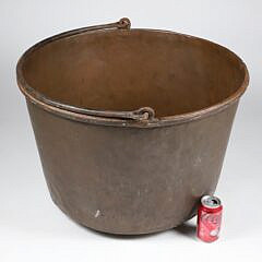 Large Antique Copper Apple Butter Pot with Iron Handle