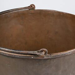 Large Antique Copper Apple Butter Pot with Iron Handle