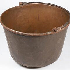 Large Antique Copper Apple Butter Pot with Iron Handle