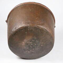 Large Antique Copper Apple Butter Pot with Iron Handle