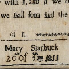Rare Mary Starbuck Nantucket School Girl Sampler, circa 1811