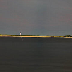 Robert Stark Jr. (1933-2014) Large Oil on Linen “Nantucket Red Sailboat Shimmo”, circa 1988