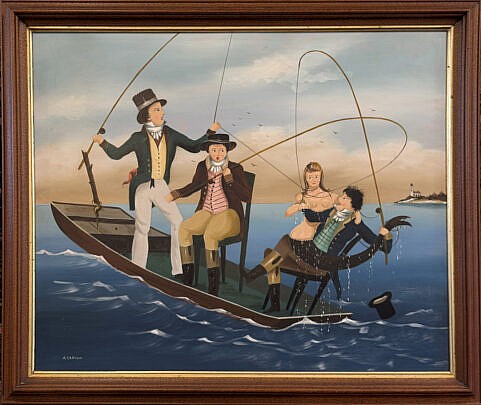 Ralph Cahoon Jr. (1910-1982) Oil on Masonite "A Fine Catch"
