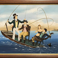 Ralph Cahoon Jr. (1910-1982) Oil on Masonite "A Fine Catch"