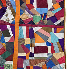 Antique Satin and Silk Crazy Quilt, early 20th Century