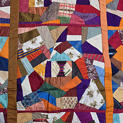 Antique Satin and Silk Crazy Quilt, early 20th Century