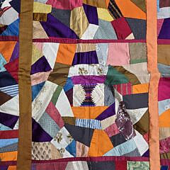 Antique Satin and Silk Crazy Quilt, early 20th Century