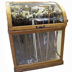 Oak Dome Top Cane Rack Display Showcase