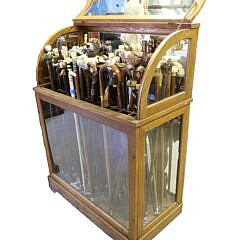 Oak Dome Top Cane Rack Display Showcase