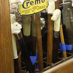Oak Dome Top Cane Rack Display Showcase