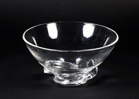 Signed Steuben Swirl Base Glass Bowl