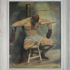 Les Etter Oil on Board "The Fighter" Boxing Scene