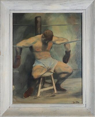Les Etter Oil on Board "The Fighter" Boxing Scene