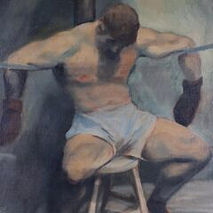 Les Etter Oil on Board “The Fighter” Boxing Scene