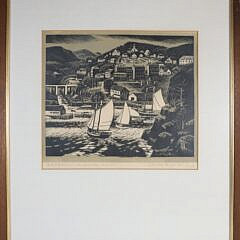 Carroll Thayer Berry Woodblock Print “Rockport, the Maine Coast”