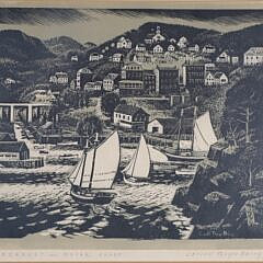 Carroll Thayer Berry Woodblock Print “Rockport, the Maine Coast”