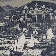 Carroll Thayer Berry Woodblock Print “Rockport, the Maine Coast”