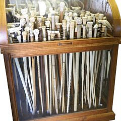 Vintage Oak Dome Top Cane Rack Display Showcase