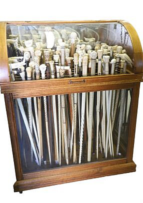 Oak Dome Top Cane Rack Display Showcase