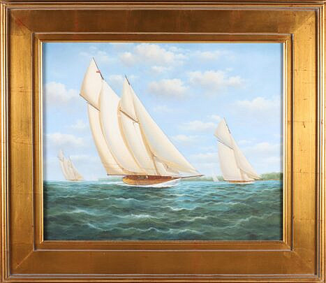 A. Bit Oil on Canvas "Sailing Yachts"