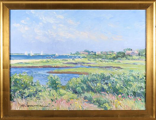 Jan Pawlowski Oil on Canvas "Nantucket Inner Harbor"