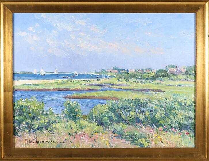 Jan Pawlowski Oil on Canvas "Nantucket Inner Harbor"