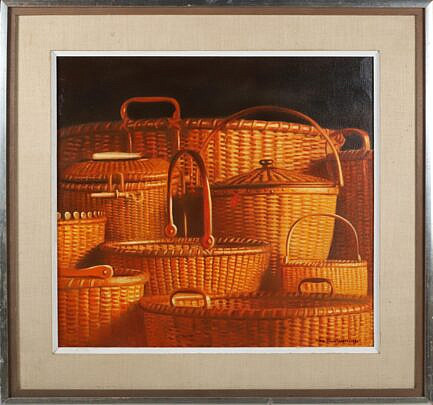 After Jack Weinhold "Lightship Basket" Oil on Canvas Board