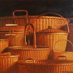 After Jack Weinhold “Nantucket Lightship Baskets” Decorative Oil on Canvas Board